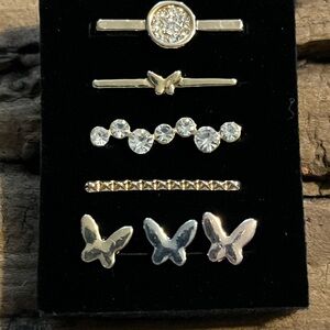 Silver and Gold Butterfly and Crystal Hair Clips